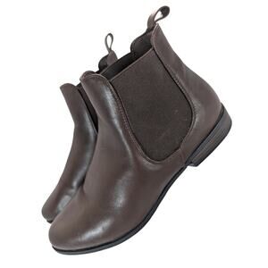 NWOT! VJH! ESPRESSO BROWN GENUINE LEATHER LOW HEEL, MEMORY FOAM ANKLE BOOTS! 9M